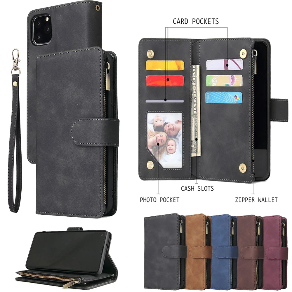 Leren Portemonnee Hoesje voor iPhone – Kaarthouder & Magnetische Sluiting – afbeelding 1