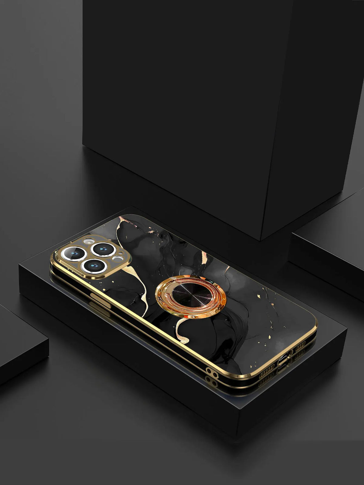 Marmeren Patroon Ringhouder Telefoonhoes voor iPhone – afbeelding 9