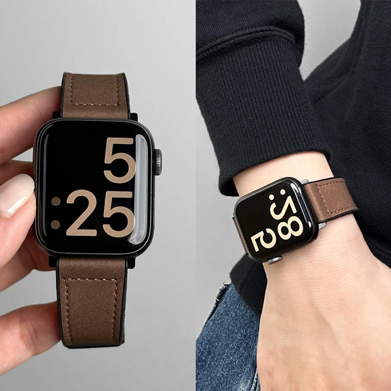Leer + Siliconenn Bandje voor Apple Watch – afbeelding 6