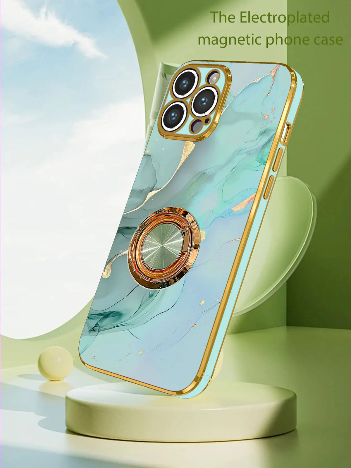 Marmeren Patroon Ringhouder Telefoonhoes voor iPhone – afbeelding 5