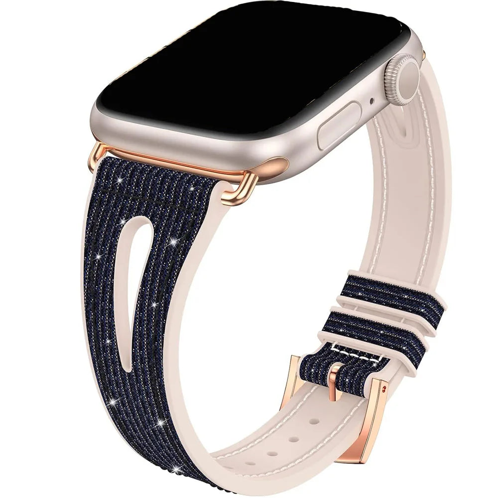 Glitter Siliconen Bandje voor Apple Watch – 40/41/42/44/45/46mm | Series 4-11 & SE