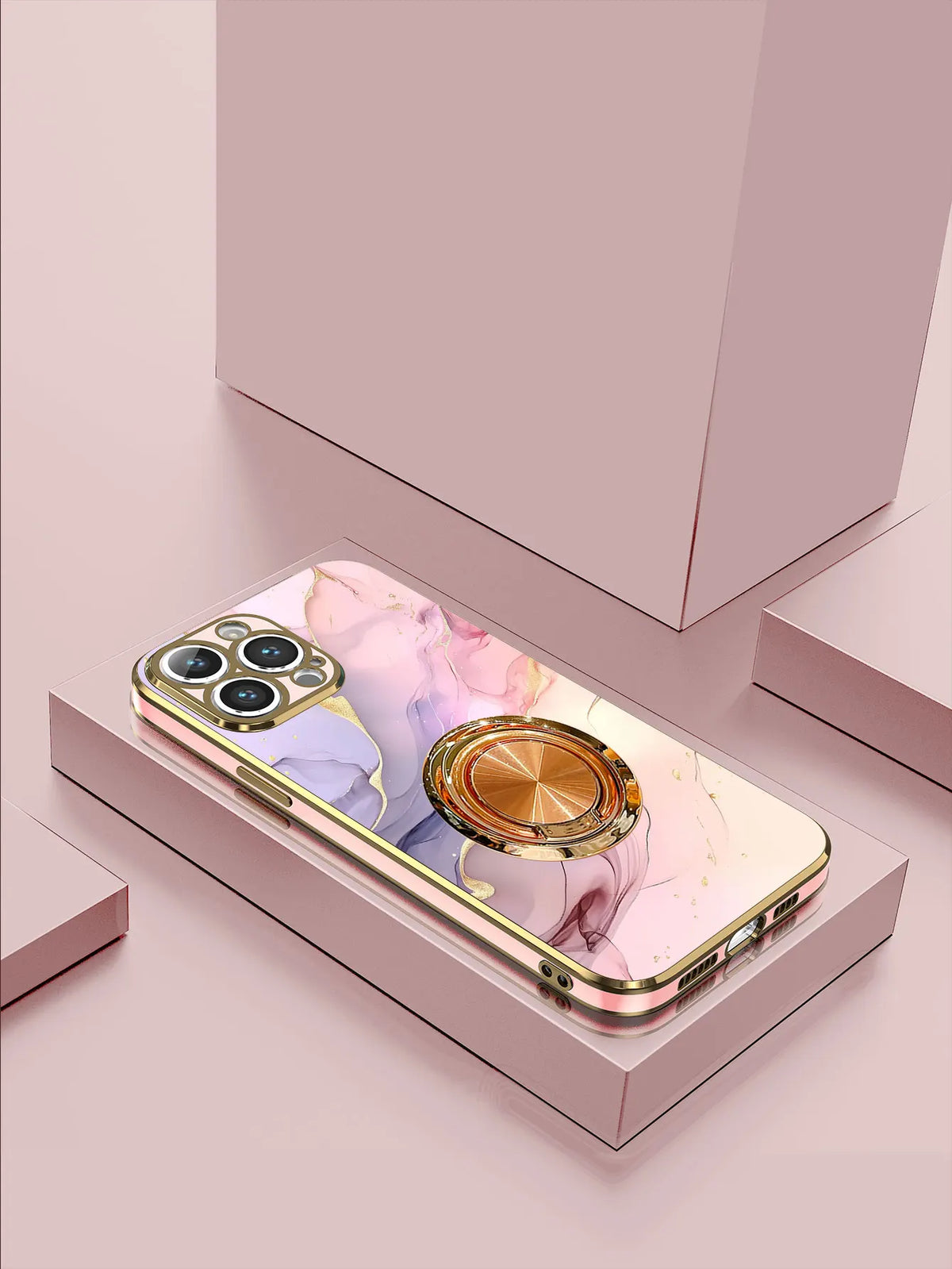 Marmeren Patroon Ringhouder Telefoonhoes voor iPhone – afbeelding 7