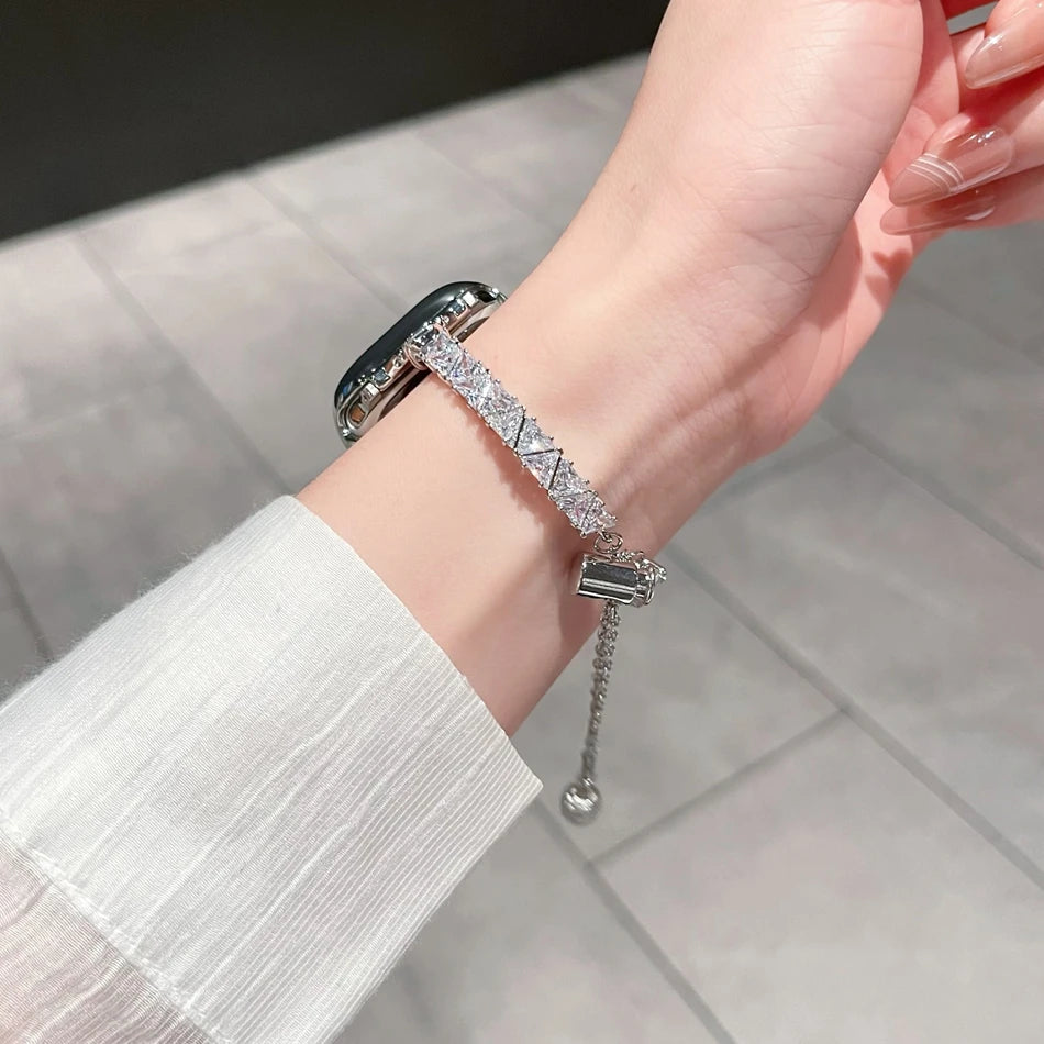 Luxe Zirkonia Metalen Armband voor Apple Watch – 38/40/41/42/44/45/46/49mm | Series 6-11, SE & Ultra