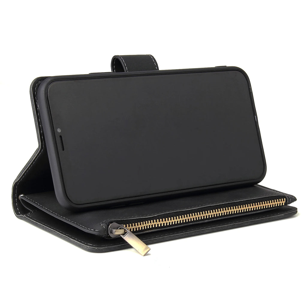 Leren Portemonnee Hoesje voor iPhone – Kaarthouder & Magnetische Sluiting – afbeelding 3
